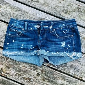 Splatter Jean Shorts